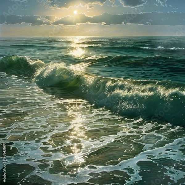 Fototapeta realistic seascape depicting the separation of sea and land