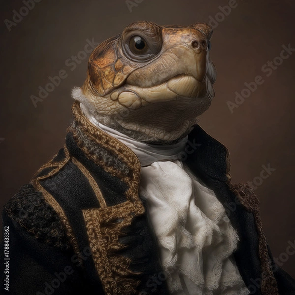 Obraz Portrait tortue en costume d'époque