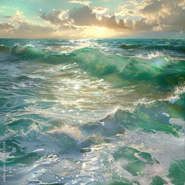 Fototapeta realistic seascape depicting the separation of sea and land