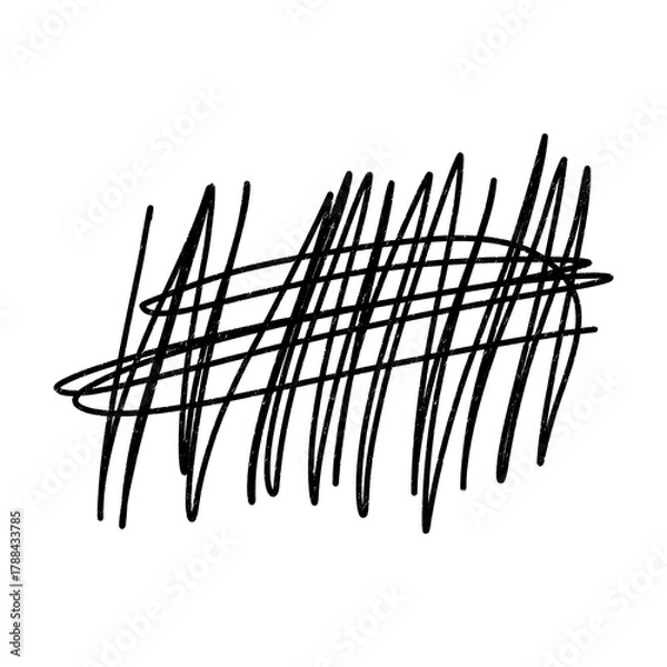 Fototapeta Hand drawn black pen chaotic line. Messy pencil doodles rough sketch. Black pen grunge line. Abstract scribble marker drawing. 