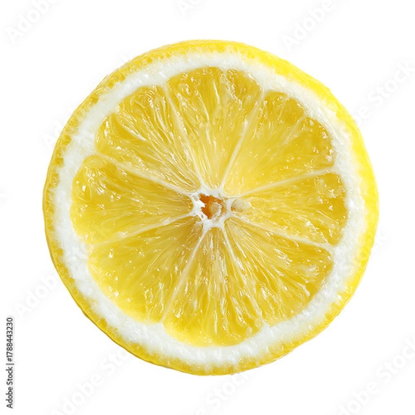 Fototapeta A vibrant lemon slice isolated on transparent background showcases its juicy texture
