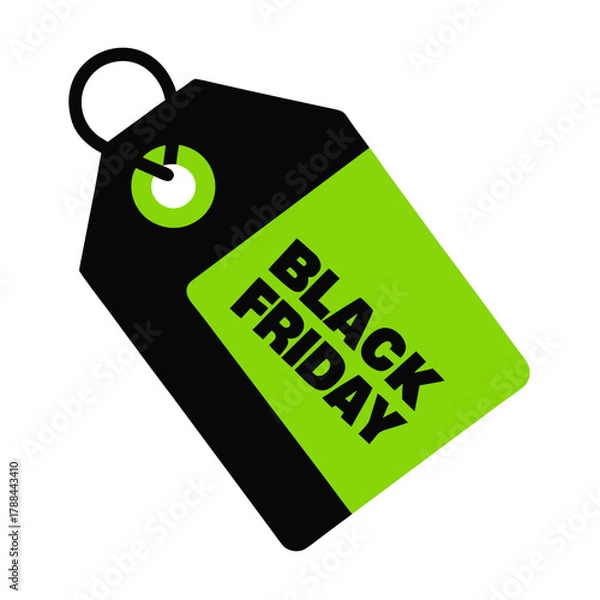 Fototapeta Black friday sale tag with bright green and black colors