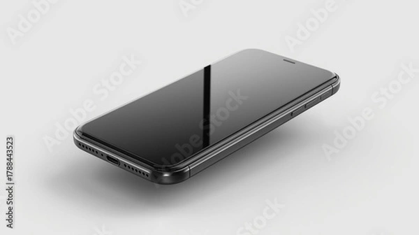 Fototapeta Realistic 3D Phone Mockup with Changeable Screen, Perspective View, Shadow and Reflection Pass