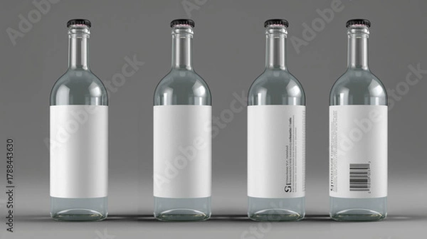 Fototapeta Realistic 3D Product Bottle Mockup on Marble Pedestal with Soft Lighting