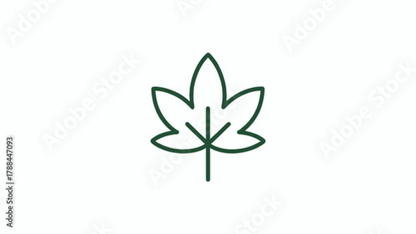 Obraz Simple Green Leaf Icon Isolated on White Background Symbolizing Nature Growth and Sustainability in Graphic Design and Environmental Awareness