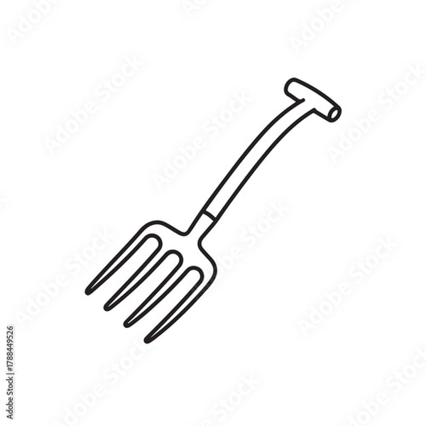 Obraz Simple line drawing of a garden fork