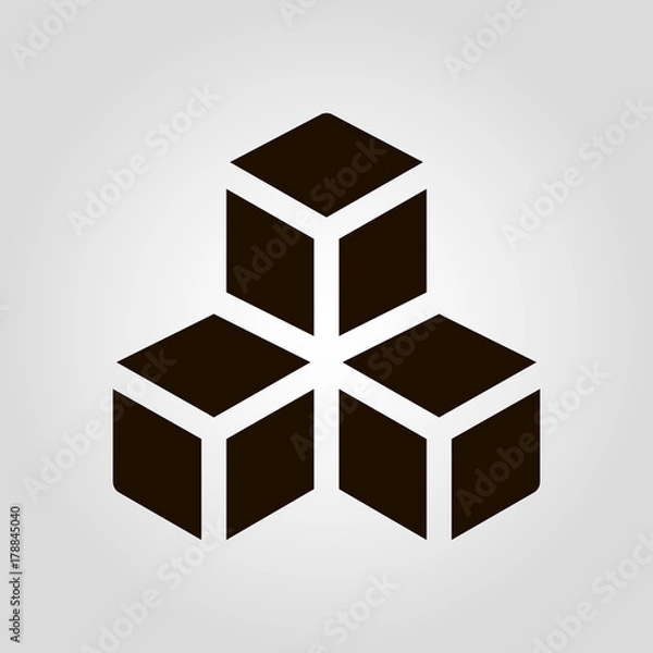 Fototapeta 3D (three D) cube isolated flat vector icon