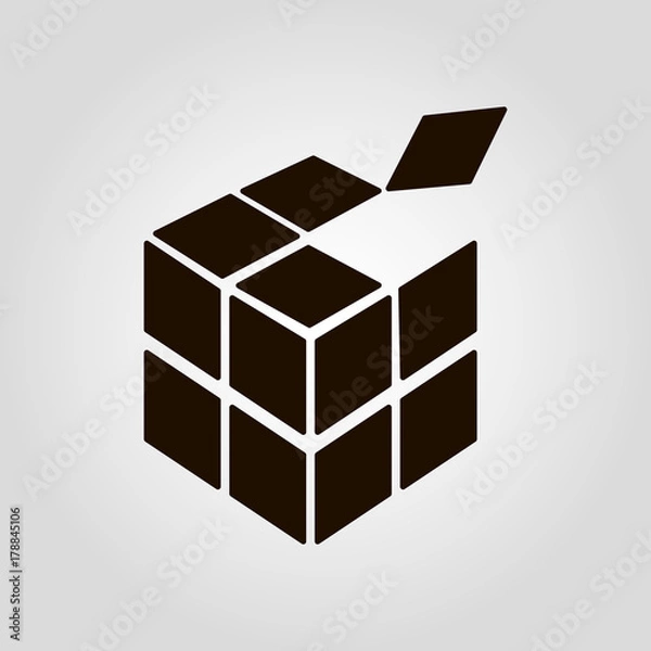 Fototapeta 3D (three D) cube isolated flat vector icon