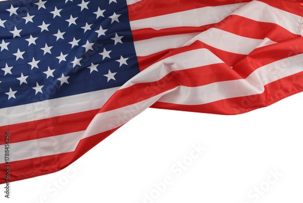 Fototapeta Patriotic American flag waving gracefully, perfect for Fourth of July celebrations, political campaigns, or showing national pride in your design projects