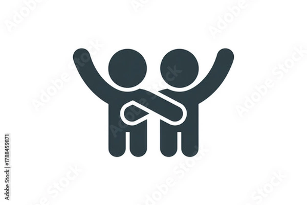 Fototapeta Joyful friends embracing with arms raised in celebration capturing pure happiness and strong connection for your next project