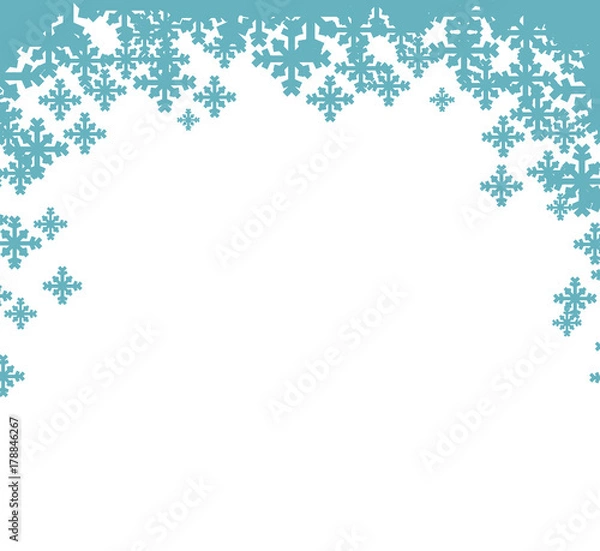 Fototapeta Winter snowflake background frame. Vector illustration. White.