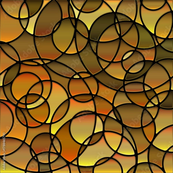 Fototapeta abstract vector stained-glass mosaic background - brown circles