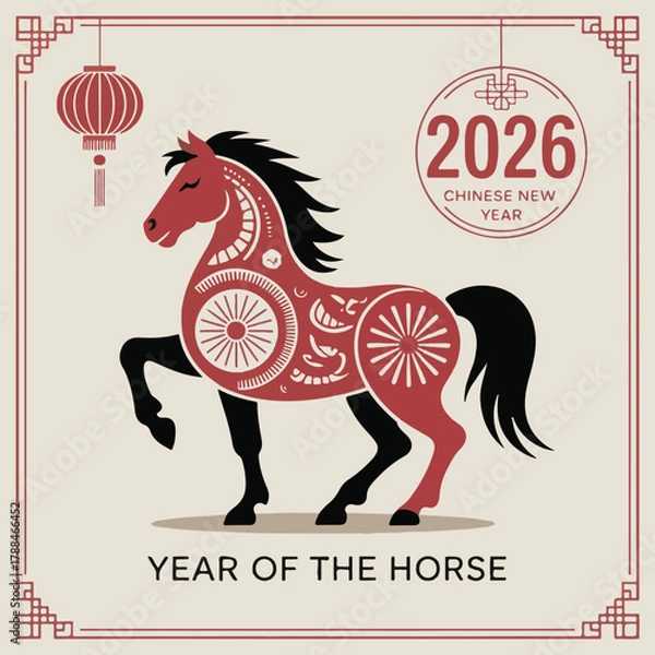 Fototapeta Year of the Horse 2026 Chinese New Year Banner