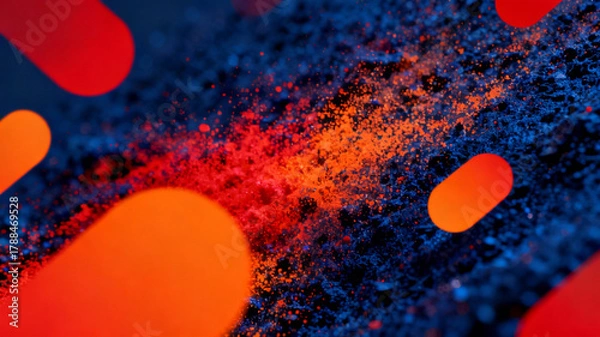 Fototapeta Vibrant Abstract Flow with Orange and Blue Particles