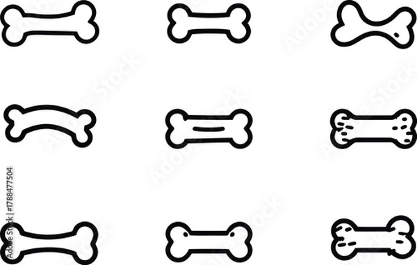 Fototapeta Dog bone vector icon concept illustration with hand holding sign silhouette