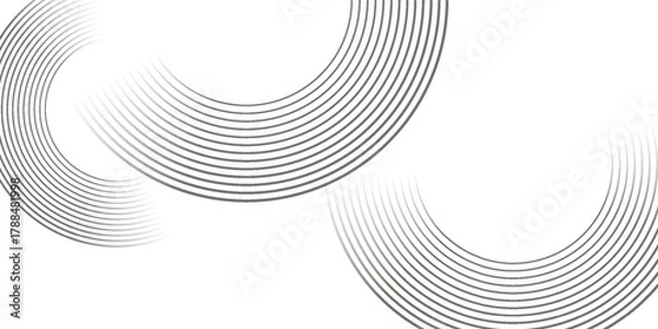 Fototapeta White geometric abstract background overlapping layers on bright space with line effect decoration. Circle style concept modern graphic design element for banner, flyer, card.
