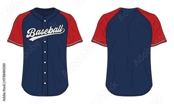 Fototapeta Baseball Jersey Front and Back View