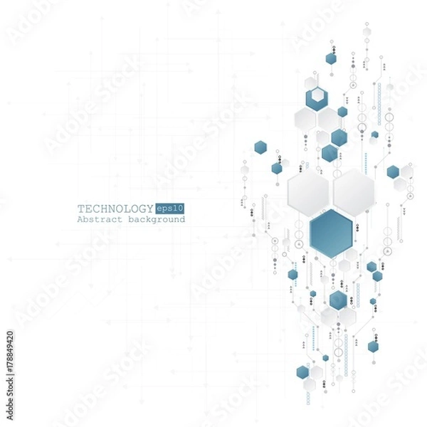Obraz Abstract technological background with various technological elements. Structure pattern technology backdrop. Vector