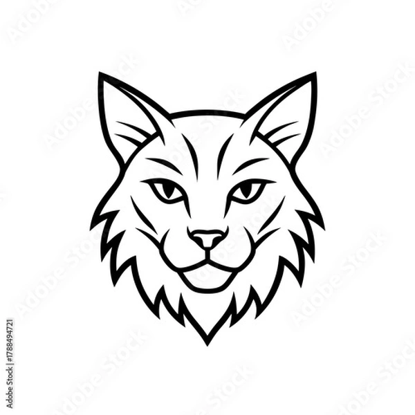 Obraz Stylized black and white lynx head illustration on transparent background
