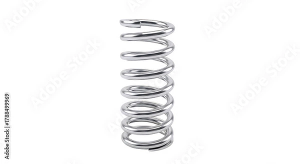 Fototapeta Close-up of a coiled silver spring, a component used in various mechanical applications