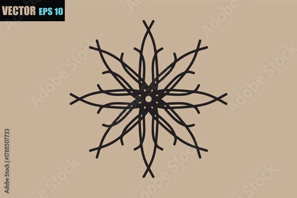 Obraz Intricate black starburst pattern design with radial symmetry on a subtle beige background