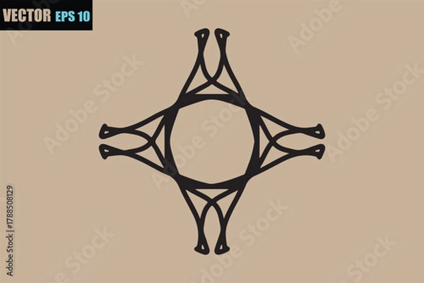 Obraz Elegant abstract geometric ornament with symmetrical design and a central oval shape on a muted background