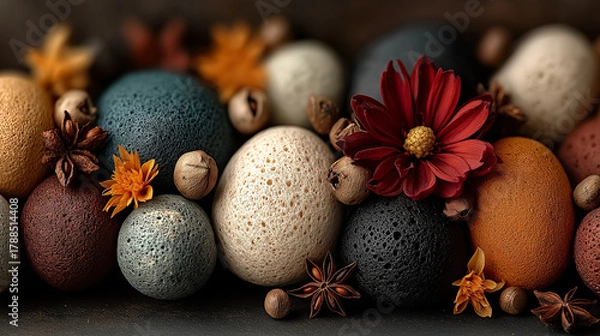 Obraz rustic easter eggs with flowers