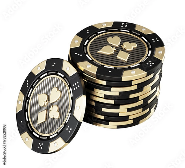 Obraz Casino chips on transparent background. 3D illustration
