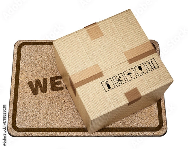 Fototapeta Cargo box on transparent background. 3D illustration