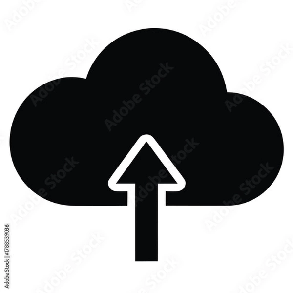 Fototapeta cloud upload icon on white