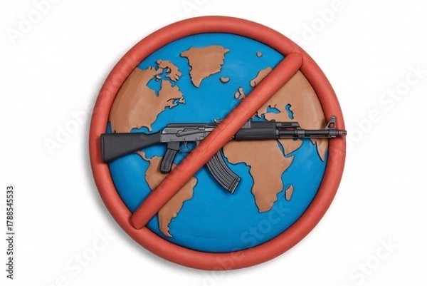 Obraz Stop war concept ak rifle on world globe symbol of peace international day