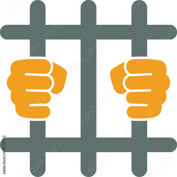 Fototapeta Hands Holding Prison Bars Jail Vector Icon