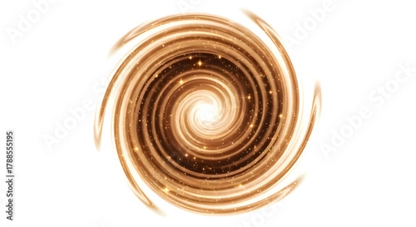 Fototapeta Abstract Golden Vortex Spiral Light Effect Background with Sparkling Particles