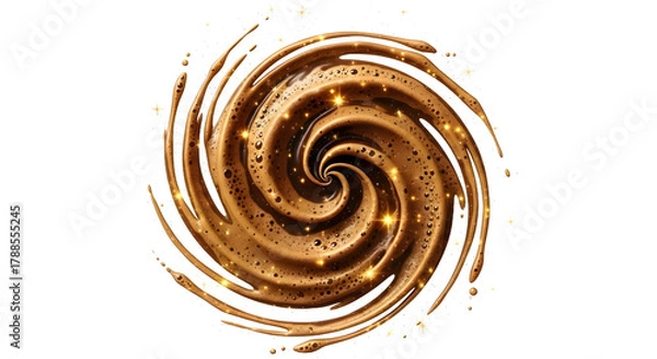 Fototapeta Dynamic Coffee Caramel Splash Vortex with Golden Sparkle Effect
