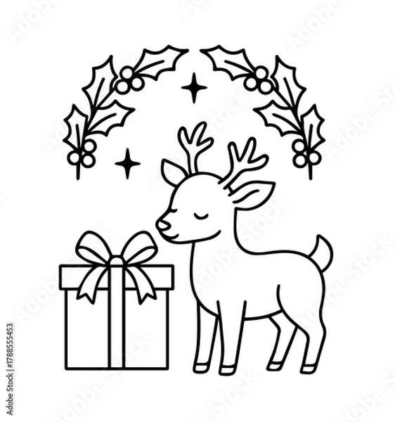 Obraz deer with gift box