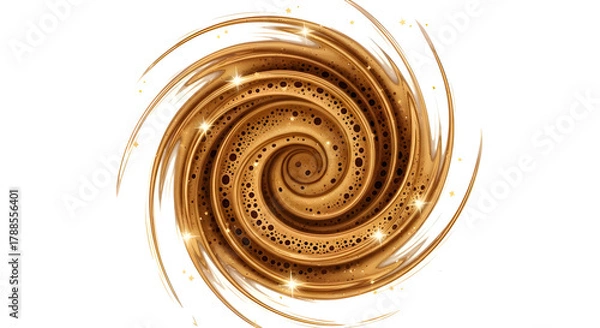 Fototapeta Luxurious Coffee Foam Swirl Vortex Graphic Isolated on White Background