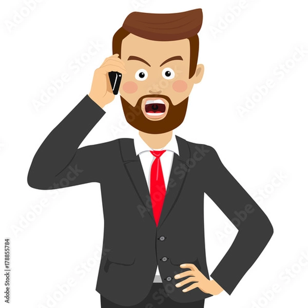 Fototapeta Angry businessman talking on the phone