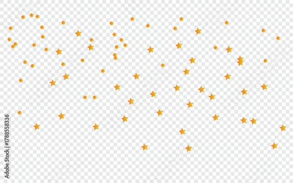 Fototapeta Golden confetti falling on a transparent background for festive celebrations