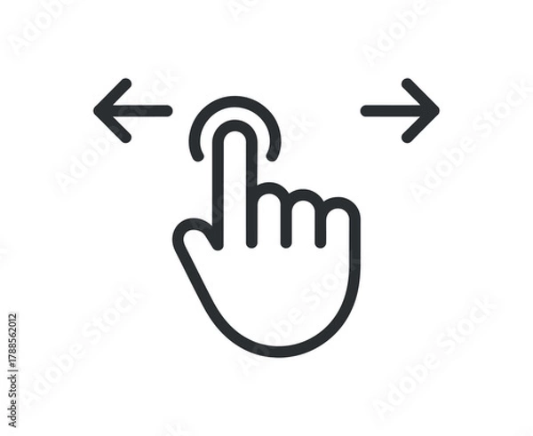 Fototapeta Swipe left or right gesture on a screen vector hand finger icon graphic symbol isolated on white background 120 characters