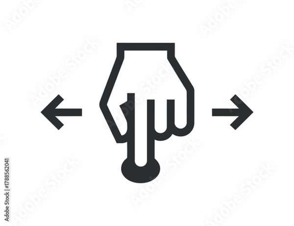 Fototapeta Horizontal drag a finger on the screen vector hand icon graphic symbol on transparent background design 120 characters