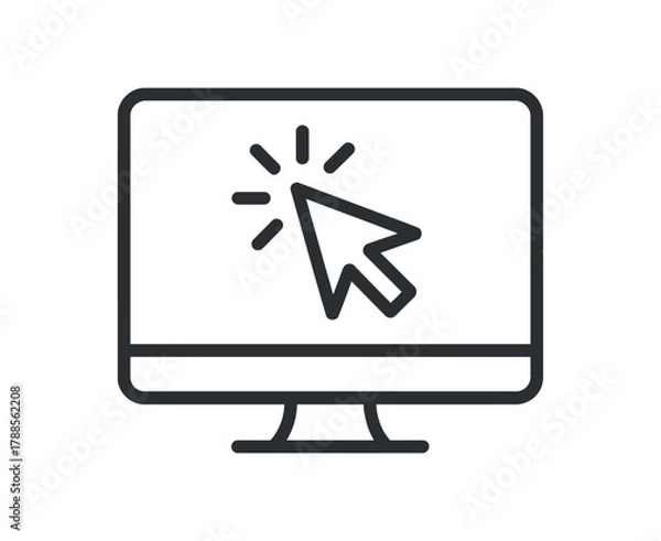 Fototapeta Cursor clicking computer screen indicates online action for websites with minimal modern design in black and white high quality vector