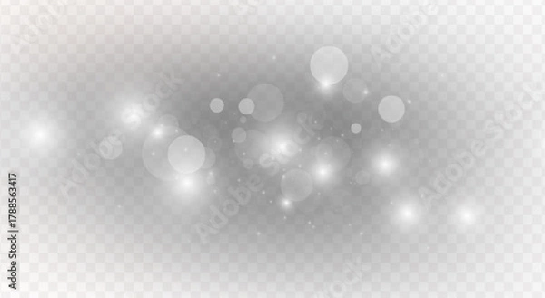 Obraz Shiny bokeh png, abstract flare spark, glitter light sparkling, magical stardust, sparkle shine, vector, dust effect bright glowing, png white glittering confetti.	