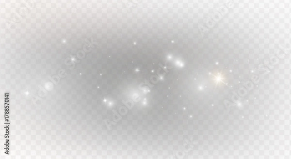 Obraz Shiny bokeh png, abstract flare spark, glitter light sparkling, magical stardust, sparkle shine, vector, dust effect bright glowing, png white glittering confetti.	