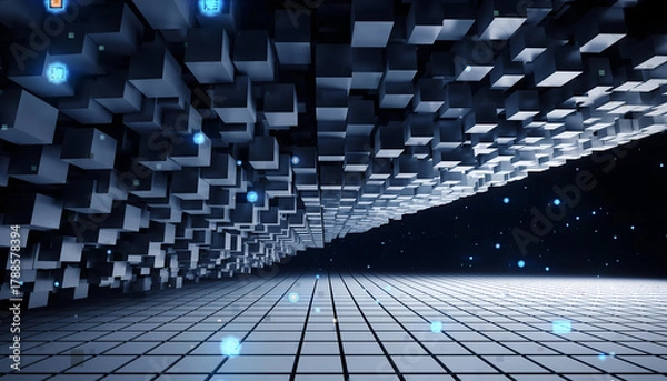 Fototapeta VR Grid Dissolving Data Digital Chaos Abstract