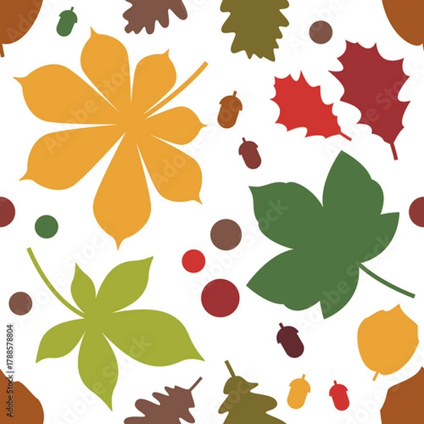 Fototapeta Seamless pattern with fall leaves 