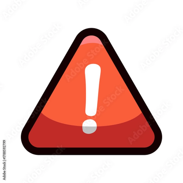 Fototapeta red warning exclamation sign doodle vector illustration, simple concept, isolated on white background