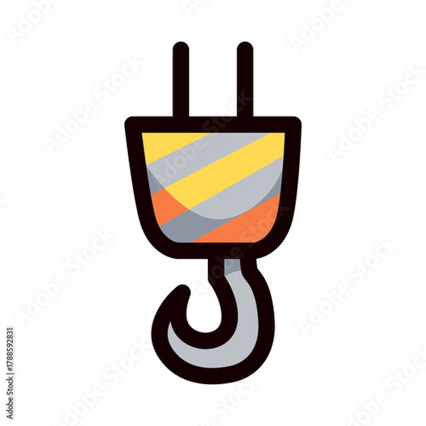 Obraz crane hook doodle vector illustration, simple concept, isolated on white background