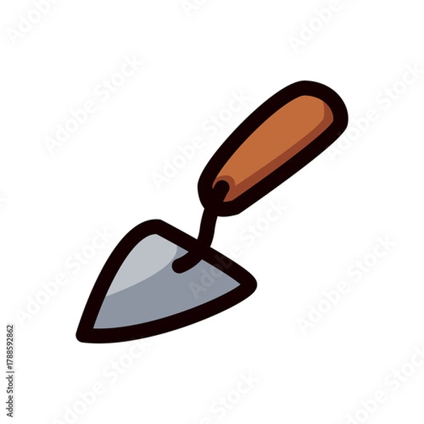 Fototapeta trowel doodle vector illustration, simple concept, isolated on white background