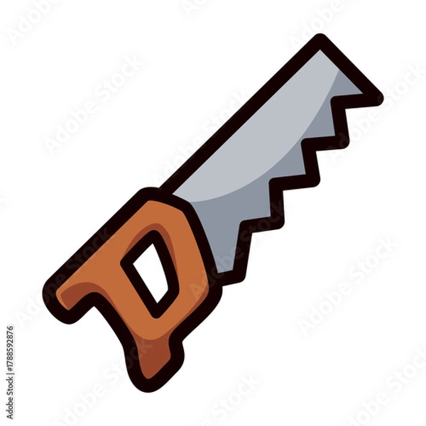 Fototapeta saw, hecksaw, chainsaw doodle vector illustration, simple concept, isolated on white background