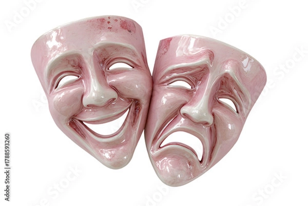 Obraz Pink comedy and tragedy masks representing emotions